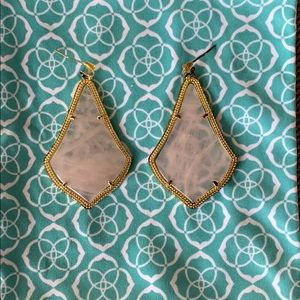 Kendra Scott rose quartz Alexandra earrings